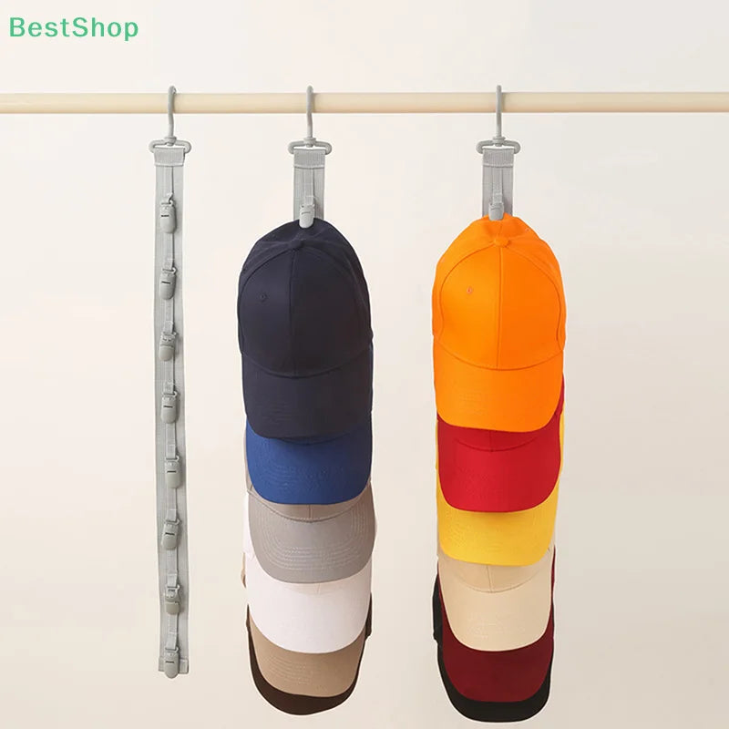 ♥♥♥Hat Storage Rack,Hanging Rope Cap Storage Clips,Baseball Hat Organizer Display,Wardrobe Hat Rack