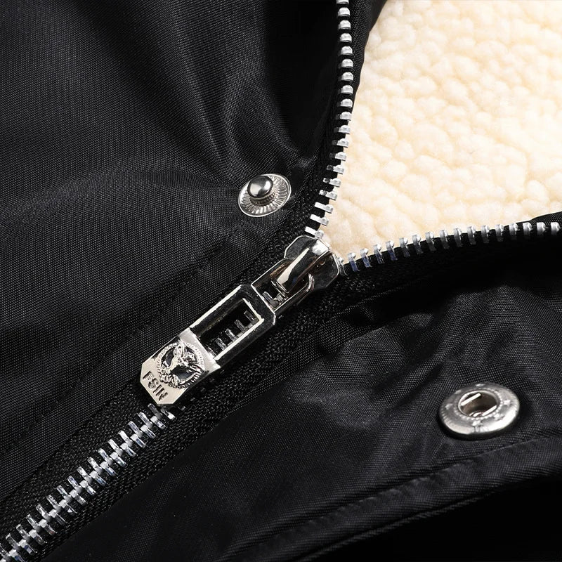 Men's Casual Hooded Parker Coat Winter Warm with Removable Fur Hood Fleece Lined Embroidered Windproof For Cold Weather