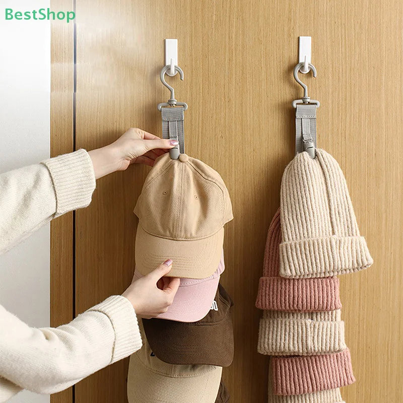 ♥♥♥Hat Storage Rack,Hanging Rope Cap Storage Clips,Baseball Hat Organizer Display,Wardrobe Hat Rack