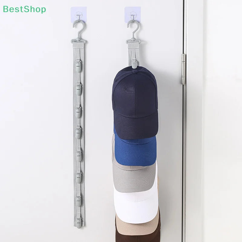 ♥♥♥Hat Storage Rack,Hanging Rope Cap Storage Clips,Baseball Hat Organizer Display,Wardrobe Hat Rack